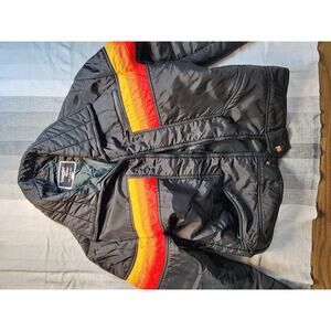 vintage Snuggler Skiwear jacket in "sunset stripe" style